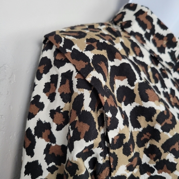 Free People Medium Leopard Love Long Sleeve Shirt Button Up Knot Collared Denim - Picture 5 of 9